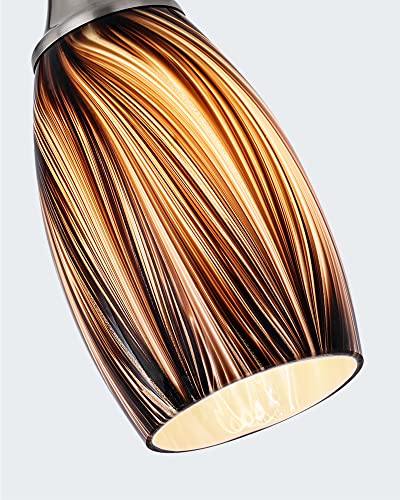 karyfine Mini Pendant Lights Kitchen Island,Blown Art Glass Pendant Light Fixtures with Brush Nickel Finish Coffee Brown Hanging Lamp Shade for Kitchen Over Sink,Hallway,Bathroom Dining Room - color: Coffee Brown-1Pack