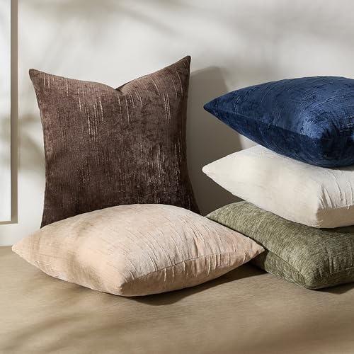 Set of 2 Summer Decorative Throw Pillow Cover 18x18, Solid Farmhouse Neutral Cushion Covers with Hidden Zipper, Soft Textured Throw Pillows for Bedroom Living Room Couch, Blue - color: Blue, size: 18" x 18" (Pack of 2)