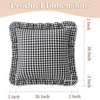 KKJIAF Ruffle Gingham Pillow Covers 26 x 26 Inches, Cotton Plaid Euro Sham Pillow Covers Set of 2, Linen Feel Ruffled Plaid Pillow Cases with Envelope Closure for Sofa Bed (Black Plaid) - color: Black Plaid, size: 26" x 26" (Pack of 2)