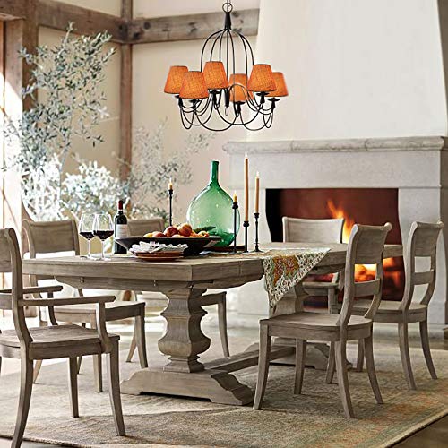 Small Lamp Shade Set of 6 Chandelier Shades 3" X 6" X 5" Burlap Lampshade Clip On Bulb Farmhouse Chandelier Shade - color: Natural