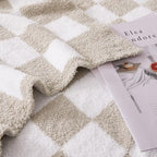 Checkered Throw Blanket, Taupe Soft Cozy Fluffy Knitted Throw Blankets for Couch, Sofa, Bed, Chair, Warm Fuzzy Travel Picnic Lightweight Plaid Blanket, 50x70 inches - color: Taupe, size: 50×70 Inch