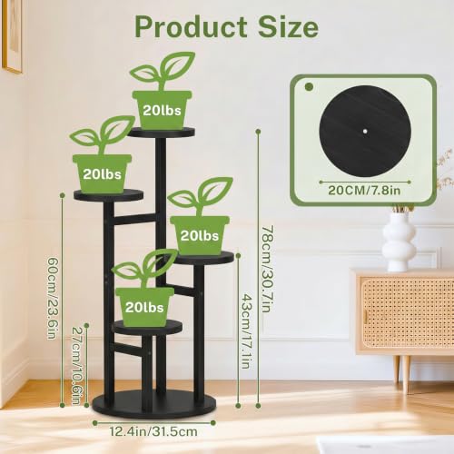 iDavosic.ly 4 Tier Plant Stand Indoor, Tiered Corner Wood Multiple Flower Holder Shelf, Tall Orchid Display Rack for Living Room Bedroom, Black - color: Pine Black, size: 4 Tiers