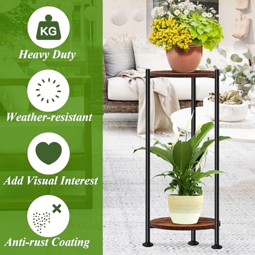 Lilybud--lily 2-Pack Plant Stand Indoor Outdoor, 30'' Tall Plant Stands for Indoor Plants, Heavy Duty Indoor Plant Shelf, 2 Tier Flower Stand for Living Room, Balcony, Deck(Brown) - color: dark brown-2 pack
