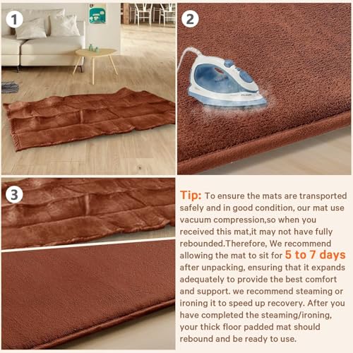 Baby Play Mat for Floor,Ultra Thick Elastic Foam 50"x50" Playmat Tummy Time Muscle Crawling Exercise Activity Cushion Gym Mat Nursery Playroom Area Kids Rug for Babies, Toddlers,Infants,Brick Red - color: Brick Red, size: 50"x50"