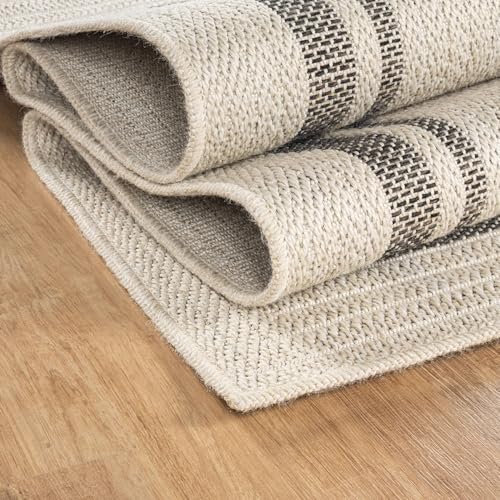 Beverly Rug Easy Jute Bordered Entry Rug 2x3 Washable Durable Indoor Outdoor Area Rugs for Living Dining Room Patio Office Stain Resistant Non Shedding Casual Indoor Outside Carpet 2 x 3 Off-White - color: Bordered/Off-white-black, size: 2' x 3' (Rectangu