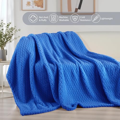 Exclusivo Mezcla Fleece Throw Blanket for Couch and Bed,Extra Soft Warm Decorative Fuzzy Throws for Women,Lightweight Cozy Blankets Size 50x60 Inches, Cobalt Blue - color: Cobalt Blue, size: Throw ( 50x60 IN )