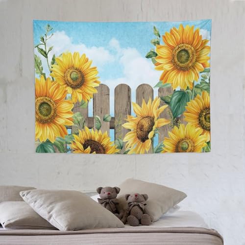 Sunflower Tapestry,Watercolor Flower Butterfly Tapestry for Bedroom,Nature Landscape Tapestry Wall Hanging for Living Room Dorm Home Decor,40"x30" - color: Sunflower-5, size: W40xL30in