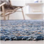 SAFAVIEH Cape Cod Collection Area Rug - 2'3" x 5', Blue & Natural Brown, Handmade Jute & Cotton, Woven Braided Design (CAP202M)