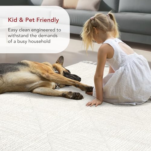 Nuloom Kerry Cream, 6' Round, Geometric, Soft and Cozy, High Traffic, Stain Resistant, Easy Clean, Durable Area Rug for Bedroom, Living Room, Dining Space, Den, Foyer, Entryway - color: Kerry Cream, size: 6' (Round)