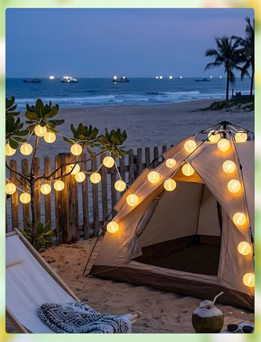 White Lantern String Lights Plug in, 8.5Ft Hanging Indoor Decorative String Lights with 10 Cute White Nylon Lanterns Lights Connectable for Indoor Outdoor Bedroom Ramadan Backyard Patio Bistro Decor - color: White Lantern