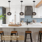 Black Mini Rattan Pendant Light Rattan Light Fixture Wicker Chandelier Woven Pendant Light Boho Chandelier for Bedroom Kitchen Island - color: 8.7" Black