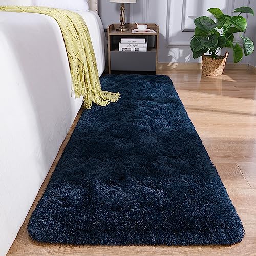 DETUM 2x6 Ruuner Rug for Bedroom Hallyway Rugs Runners Fluffy Area Rugs for Living Room Soft Kids Room Rugs Non Slip Carpets Modern Home Decor - color: Navy Blue, size: 2 x 6 feet