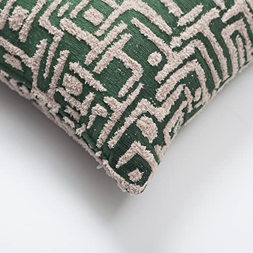 Woven Jacquard Throw Pillow Cover, Pack of 1 Geometric Pattern Textured Decorative Cushion Covers for Sofas, Couches, Fade Resistant Pillow for Sofa & Couch, Gilda, Green, 18x18 Inch - color: Green