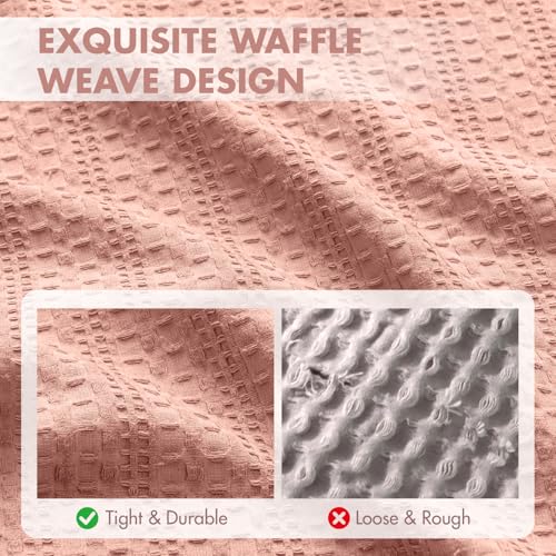 Set of 2 Decorative 100% Cotton Waffle Euro Sham Pillow Covers 24x24, Neutral Throw Pillows Weave European Cushion Cases for Couch Sofa Bed Modern Farmhouse Home Decor Valentines Day, Pink - color: Pink, size: 24" x 24" (Pack of 2)