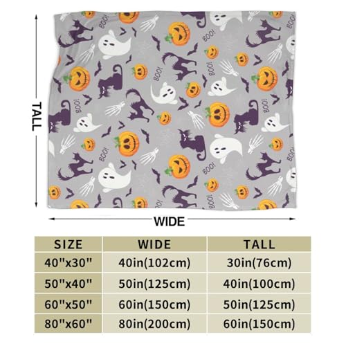 Halloween Blanket Pumpkin Cat Bat Ghost Throw Blanket Cozy Fleece Flannel Plush Bedding for Boys Girls Men Women Kids for Couch Sofa Bed Decor 40"X50" - color: Halloween Pumpkin and Ghost, size: 50"x40"