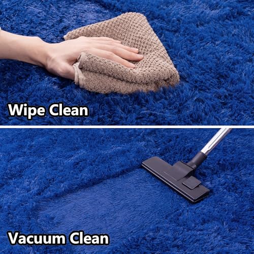 Awaytail Dark Blue Rug 2x3 - Small Rugs for Living Room Height Pile 1.4" Plush - Fuzzy Throw Rugs for Bedroom - Navy Blue - color: Navy Blue, size: 2' x 3' (Rectangular)