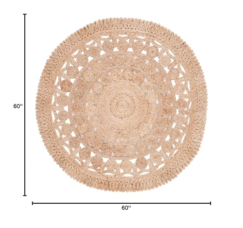 SAFAVIEH Natural Fiber Collection Area Rug - 5' Round, Natural, Farmhouse Jute Design, Ideal for High Traffic Areas in Living Room, Bedroom (NF174A) - color: Natural, size: 5' (Round)