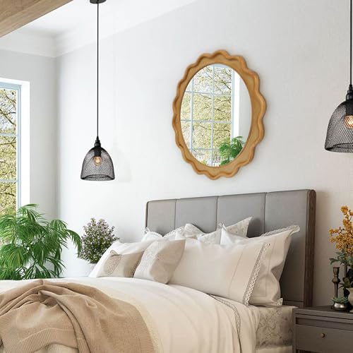 RiteSune Round Mirror 30 Inch, Farmhouse Wall Decor, Large Rustic Circle for Living Room, Bathroom, Entryway