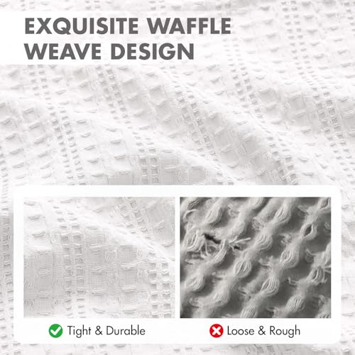 100% Cotton Waffle Pillow Shams Standard Size, 2 Pack 20x26 Decorative Pillow Covers for Bed Couch Sofa, Neutral Weave Cushion Cases Modern Farmhouse Home Decor, White - color: White, size: 26" x 20" (Pack of 2)