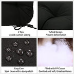 Magpie Fabrics Patio Tufted Seat Cushions 19"x19" with Ties, 2 Pack, U-Shape Waterproof Outdoor/Indoor Chair Pads for Garden Dining Office, Tatami Floor Pillow Meditation(Black Olefin)