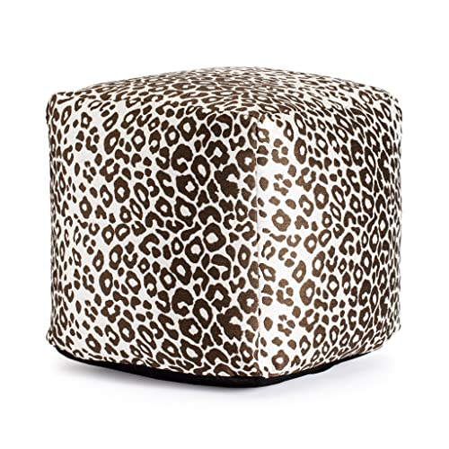 Anji Mountain 100% Handmade & Handcrafted Comfortable Home Décor Outdoor Pouf Ottoman Footrest for Living Room, Bedroom, Nursery, Kidsroom, Patio Furniture - (18" x 18" x 18"- Red-Ivory) - color: Amur Brown