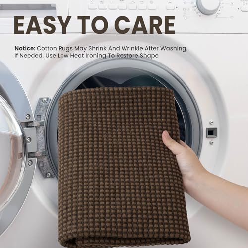 EARTHALL Woven Area Rug 2x3 Ft Washable Rugs for Entryway Braided Non Slip Throw Rugs Door Mat Indoor Outdoor Entrance Small Cotton Woven Carpet for Kitchen Foyer Front Door, Brown - color: Brown/Coffee, size: 2' x 3' (Rectangular)