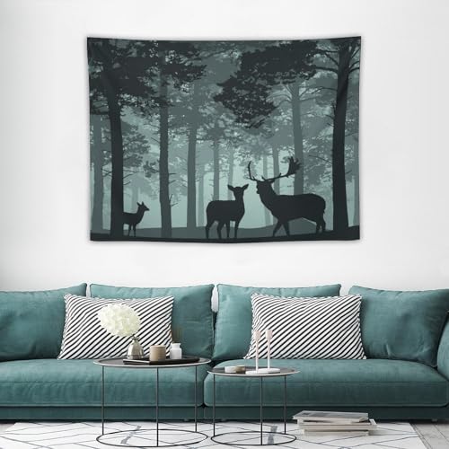 ZhiRain Rustic Forest Tapestry Wall Hanging Retro Farmhouse Cabin Lodge Tree Hunting Deer Vintage Country Tapestries Home Decor for Living Room Bedroom Apartment Dorm 30"x40" - color: Cabin-23, size: 30"L x 40"W