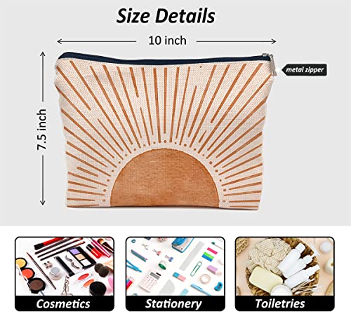 IWXYI Boho Cosmetic Bag,Mid-Century Boho Sunshine Women's Makeup Bag Case Bags Zipper Pouch Travel Toiletry Gifts For Women Teenage Girls - color: boho sunlight