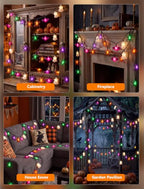8.5ft LED Halloween String Lights with 10 LED Bulbs, Fairies Bats Spiders Lights - color: Multicolor Fairies Bats Spiders