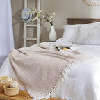 DII Herringbone Striped Collection Cotton Throw Blanket, 50x60, Stone - color: Stone, size: 50x60"