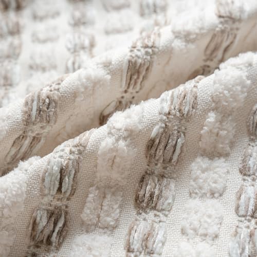 Caflife Boho Throw Pillow Covers 12x20 Inch Set of 2, Farmhouse Beige Striped Textured Chenille Decorative Couch Pillow Cases, Modern Rustic Accent Cushion Covers for Sofa Bed Living Room Bedroom - color: Beige, size: 20" x 12" (Pack of 2)