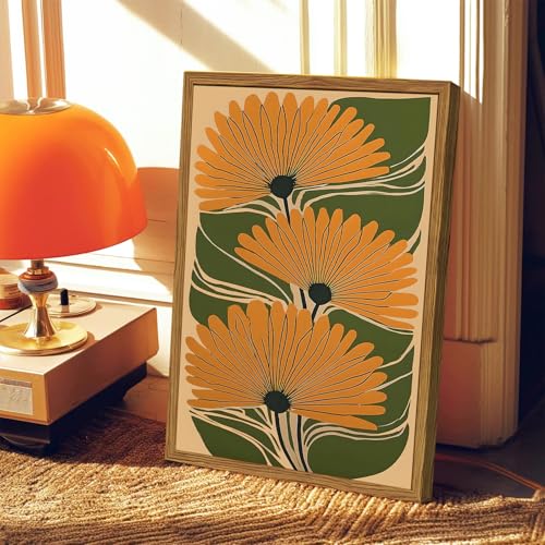 Framed Boho Floral Canvas Wall Art, Vintage Flower Pictures Wall Decor, Abstract Botanical Paintings Prints Maximalist Home Decor for living Room Bedroom Office 12x16 inch - color: Boho Abstract Floral, size: 16"L x 12"W