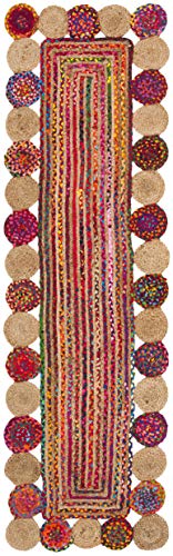 SAFAVIEH Cape Cod Collection Runner Rug - 2'3" x 14', Red & Multi, Handmade Boho Braided Jute & Cotton, Ideal for High Traffic Areas in Living Room, Bedroom (CAP201A) - color: Red/Multi, size: 2'3" x 14' (Runner)