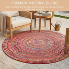WeWove Hand Woven Area Rug 4 Feet Round - Jute Cotton Area Rug Rustic Farmhouse Boho Accent Rug for Living Room Bedroom Kitchen Dorm Entryway Hallway - Handcrafted Floor Rug - size: 4' (Round)