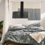 Macrame Wall Hanging Large Dip Dye Tapestry Fiber Wall Art Boho Living Room Bedroom Macrame Wall Decor 59''Wx35''L - color: Grey
