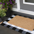 Bloom & Breeze B&B Buffalo Plaid Rug, Black and White Chekered Rug, Outdoor Runner Rug for Layering, Front Porch Rug, Buffalo Plaid Outdoor Mat, Washable Chekered Runner Rug (28" x 44")