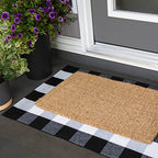 Bloom & Breeze B&B Buffalo Plaid Rug, Black and White Chekered Rug, Outdoor Runner Rug for Layering, Front Porch Rug, Buffalo Plaid Outdoor Mat, Washable Chekered Runner Rug (28" x 44")