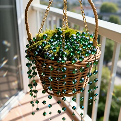 GUJYUYIF Green Glass Beads for Plant Making, Hanging Suncatchers Beading Kit for Jewelry Making DIY Craft Kit Plants Lover Gifts - color: Green