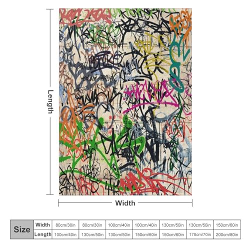 Graffiti Blanket, Cool 3D Abstract Cartoon Street Art Line Graffiti Print Blanket for Couch Sofa Bed Decorative Gifts 30x40 - color: Blanket, size: 30"x40"