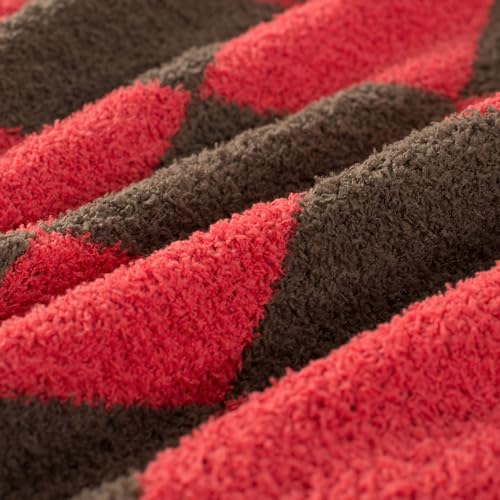 Carriediosa Checkered Throw Blanket 50" X 60", 400GSM Ultra Soft Microfiber Fuzzy Fluffy Reversible Cute Preppy Knitted Blankets Cozy Plush Fall Throws for Couch, Bed, Sofa, Red and Brown - color: Check - Red and Brown, size: 50" X 60"