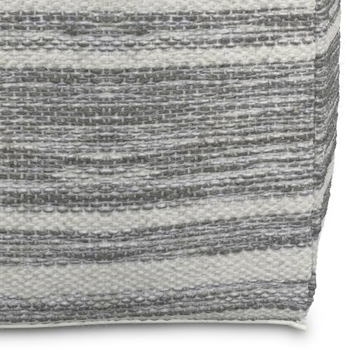 SIMPLIHOME Carina Contemporary Square Woven Pouf in Black Melange, White Wool for the Living Room, Bedroom and Kids Room - color: Black Melange, White, style: Wool Pouf