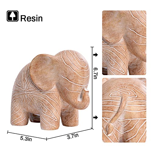 Elephant Statue, African Animal Decor, Wooden Elephant Gift for Women, Boho Decor for Living Room, Shelf, Office（1Pack, Small ） - color: Small Wood Elephant