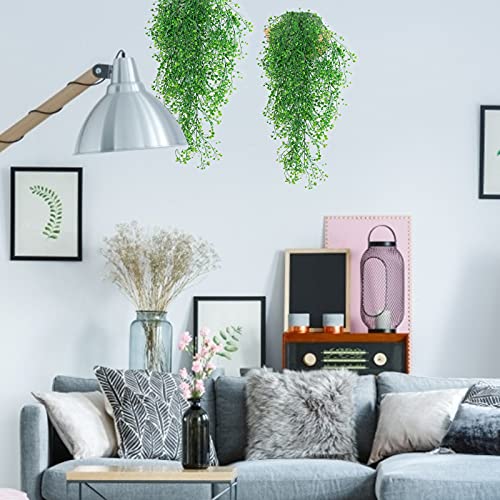 RECUTMS 4Pcs Artificial Hanging Plants Faux Hanging Greenery Ivy Decor Artificial Hanging Vines Plastic Plants for Indoor Outdoor Wall Home Garden Wedding Party Decor(Green 4P) - color: Green