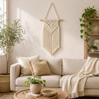 LUOZZY Macrame Wall Hanging Woven Tapestry Bohemian Style Macrame Hanging Decoration for Home Bedroom Livingroom Dorm Room Decoration, 14.6"x6.3"