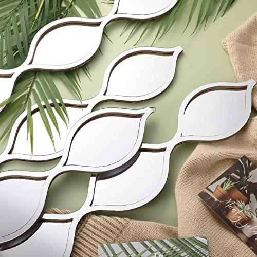 Qunclay Teardrop Mirror Wall Art Decorative Mirror Wall Decor Long Narrow Art for Apartment Living Room Bathroom Bedroom Entryway - color: Silver