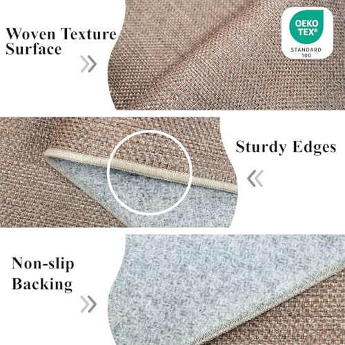 Easy Jute 2x5 Runner Rug: Non Slip Solid Color Low Pile Indoor Doormat - Machine Washable Entryway Kitchen Bathroom - Carpet for Dorms Small Spaces Ideal for Young Families First Home (Beige,2x5) - color: Beige, size: 2' x 5' (Rectangular)