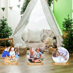 MBJZSL 6 Packs Teepee Tent for Kids with 10ft String Lights, Indoor Play Teepee Tent for Girls & Boys, Foldable Tents for Birthday Party Boho Sleepovers Party Pajama Party (White)