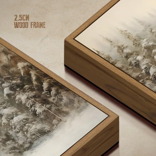 Winter Forest Landscape Wall Art Vintage Snowy Pine Trees Painting Prints Rustic Snowscape Picture Nature Wilderness Illustrations Modern Art Framed for Living Room Bedroom Home Walls Decor, 8x10 Inch - color: Snowy Pine Trees, size: 10"L x 8"W