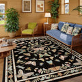 Unirea 5x7 Black Living Room Bedroom Area Rug, Large Washable Non Slip Rug for Dining Room Under Table, Kids Room, Home Office, Thin Soft Boho Stain Resistant Insect Bug Rug, Low Pile Carpet - color: Black, size: 5'x7'