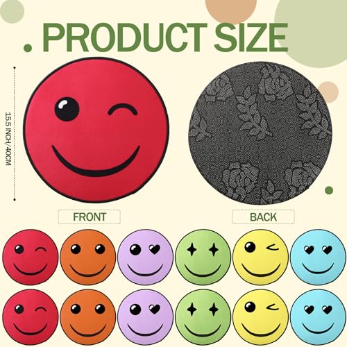 Tinideya 24 Pcs Circle Carpet Seats for Classroom 15.5 Inch Smile Faces Round Classroom Rug Floor Mat Floor Cushions Group Activity Spots Marker for Playroom (Classic,Bright Color) - color: Bright Color, size: Classic